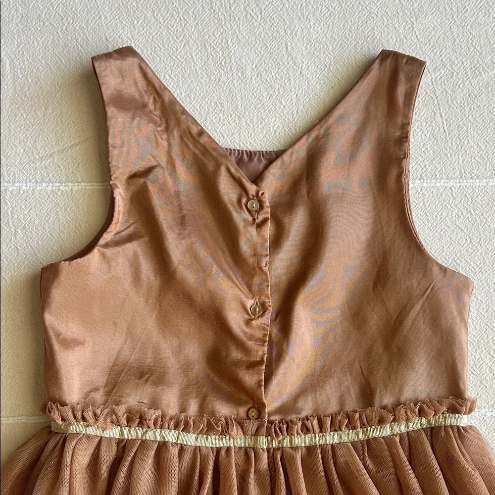 H&M Brown Kids Sleeveless Dress with Gold Stars - Size 7-8